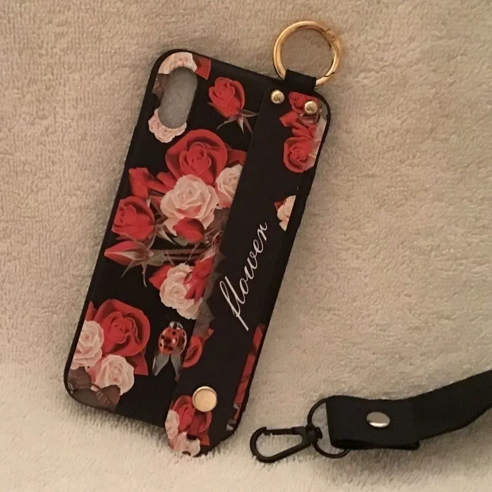 Floral Pattern iPhone 11 Case With Lanyard